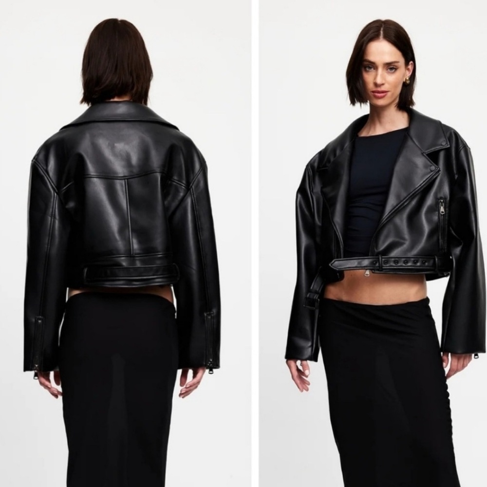 Lioness Staten Black Vegan Motorcycle Buckle Jacket - NWT - Picture 3 of 5